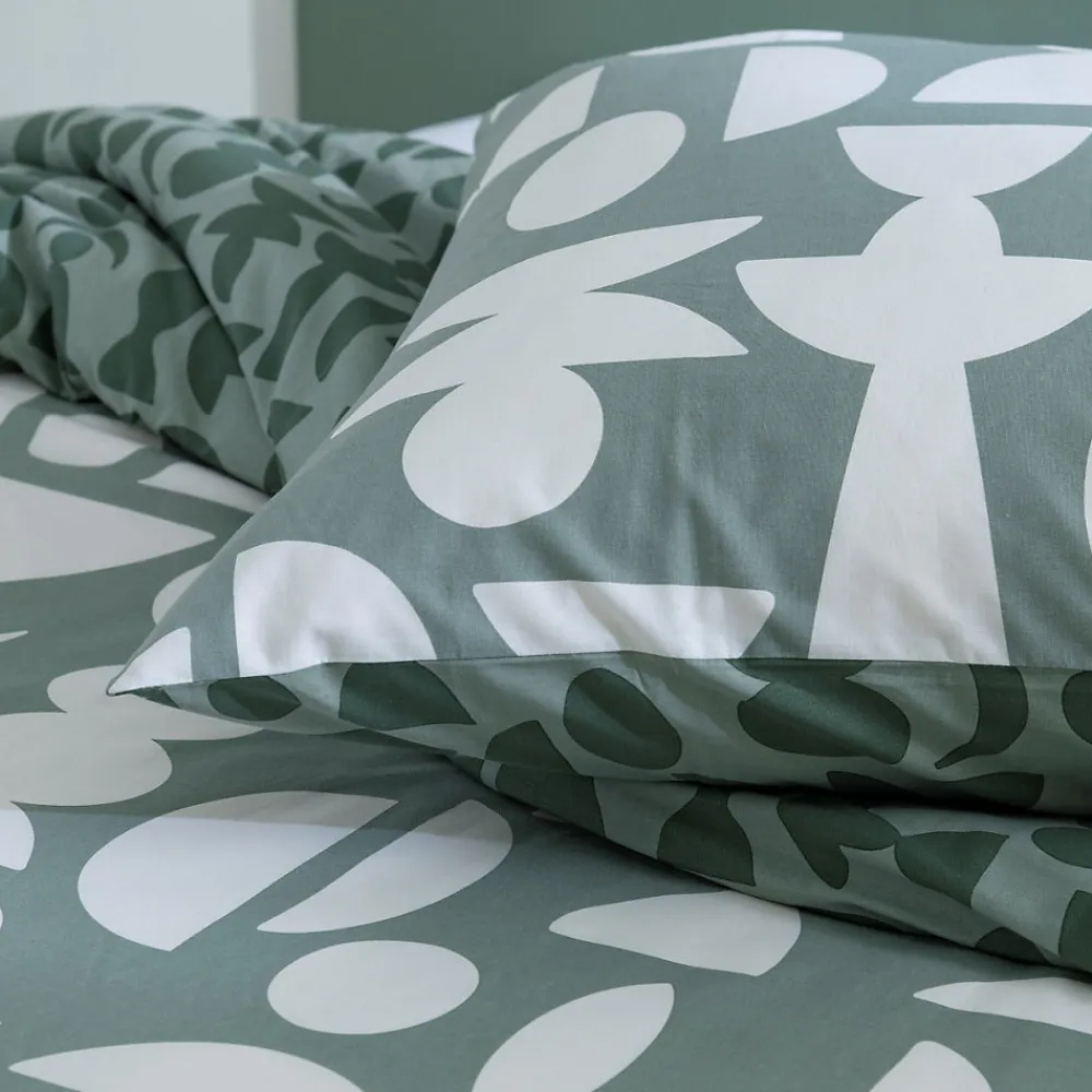 Parure de lit 2 personnes en coton 57 fils imprimé vert 240x220cm>Future Home Clearance