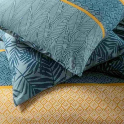 Parure de lit 2 personnes en coton 57 fils imprimé vert 240x220cm>Future Home Outlet