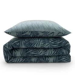 Parure de lit 2 personnes en coton 57 fils imprimé vert 240x220cm><noscript><img width=