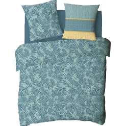 Parure de lit 2 personnes en coton 57 fils imprimé vert 240x220cm><noscript><img width=