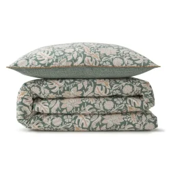 Parure de lit 2 personnes floral et pois en coton 260x240cm><noscript><img width=