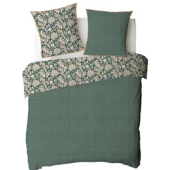 Parure de lit 2 personnes floral et pois en coton 260x240cm><noscript><img width=