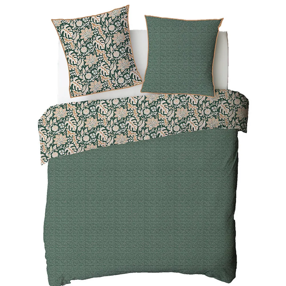 Parure de lit 2 personnes floral et pois en coton 260x240cm>Future Home