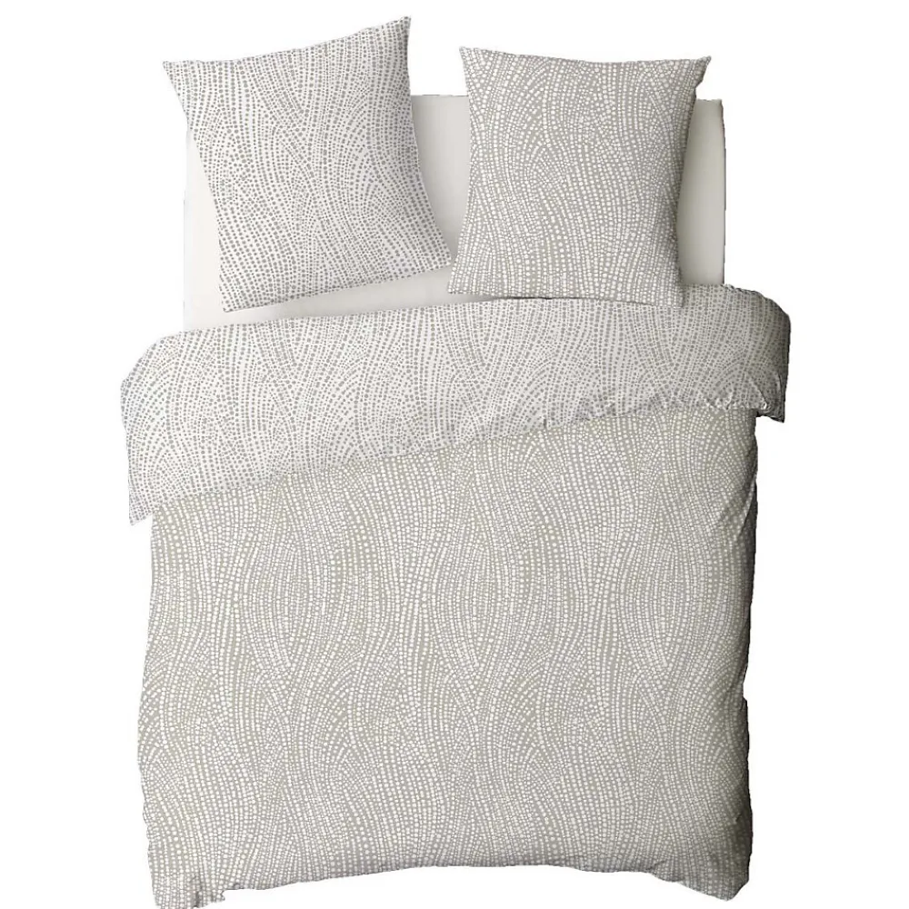 Future Home Parure de lit 2 personnes en coton 57 fils imprimé beige 260x240cm* Parure De Lit