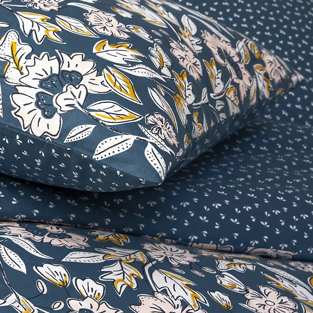 Parure de lit 2 personnes en percale 70 fils imprimé bleu>Future Home