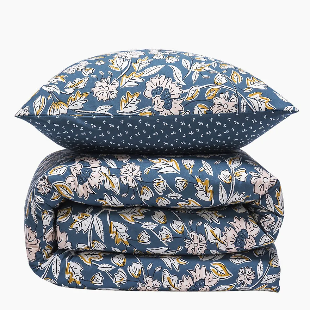 Parure de lit 2 personnes en percale 70 fils imprimé bleu>Future Home