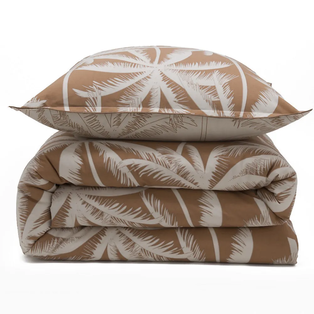 Parure de lit 2 personnes en coton 57 fils imprimé camel 240x220cm>Future Home Discount
