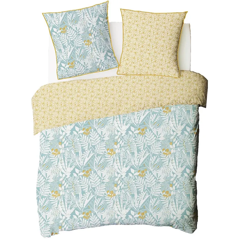 Future Home Parure de lit 2 personnes en coton 57 fils imprimé bleu 240x220cm* Parure De Lit