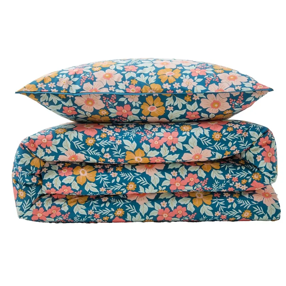 Future Home Parure de lit 2 personnes en coton 57 fils imprimé bleu 260x240cm* Parure De Lit