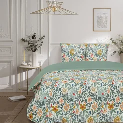 Parure de lit 2 personnes en satin de coton imprimé floral 240x220cm>Future Home