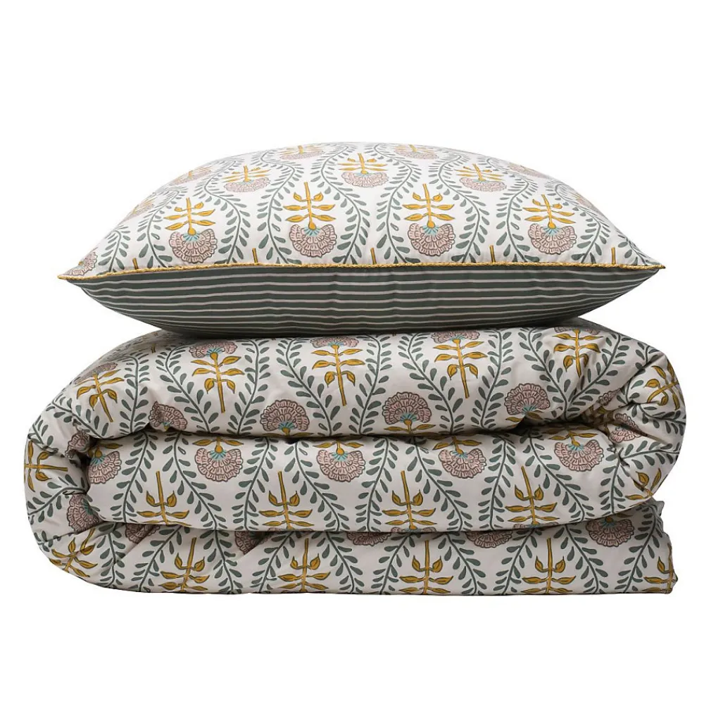 Parure de lit 2 personnes floral charme rayé 260x240cm>Future Home New
