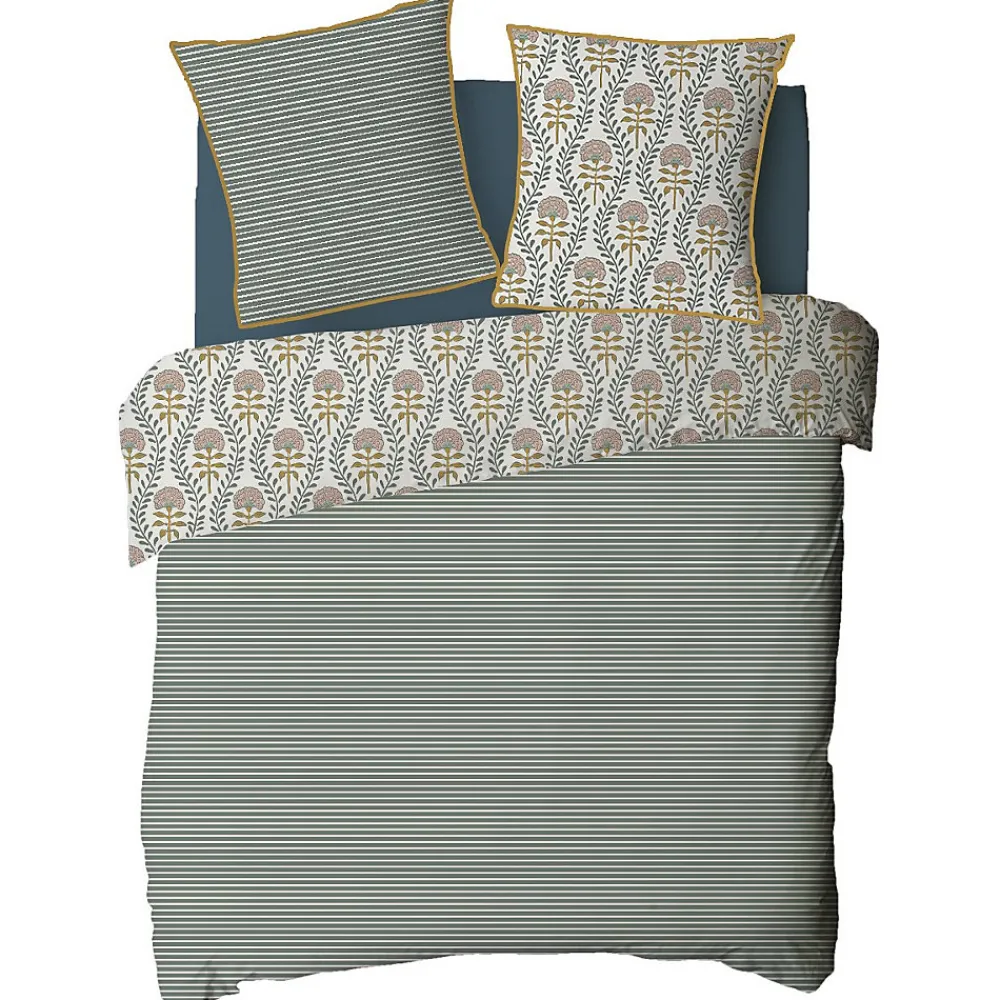 Parure de lit 2 personnes floral charme rayé 260x240cm>Future Home New