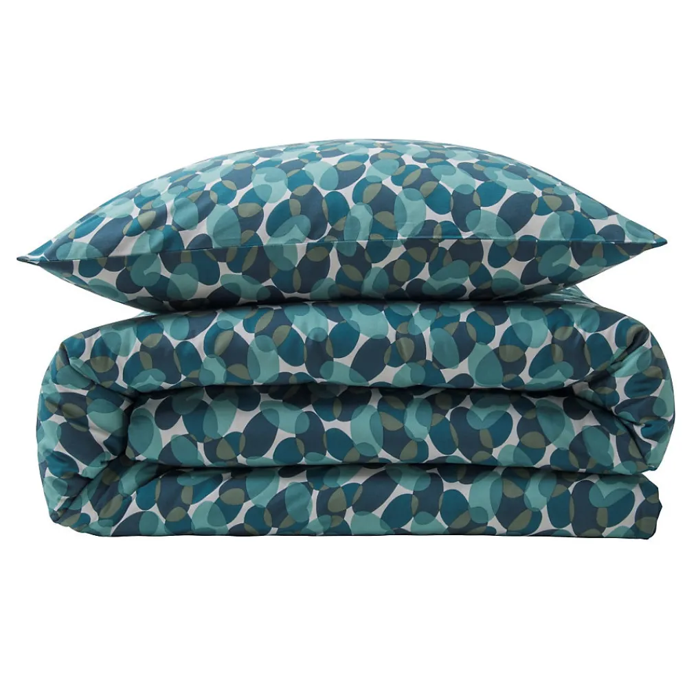 Parure de lit 2 personnes géométrique marine en coton 240x220cm>Future Home Hot