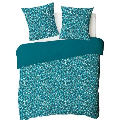Parure de lit 2 personnes géométrique marine en coton 240x220cm><noscript><img width=