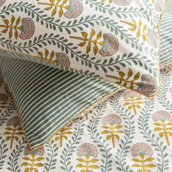 Parure de lit 2 personnes floral charme rayé 240x220cm>Future Home Outlet