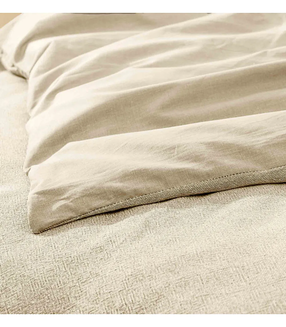 Douceur D'Intérieur Parure de Lit 3 Pièces 100% Coton Fils Teints Meline beige 260 x 240 cm* Parure De Lit