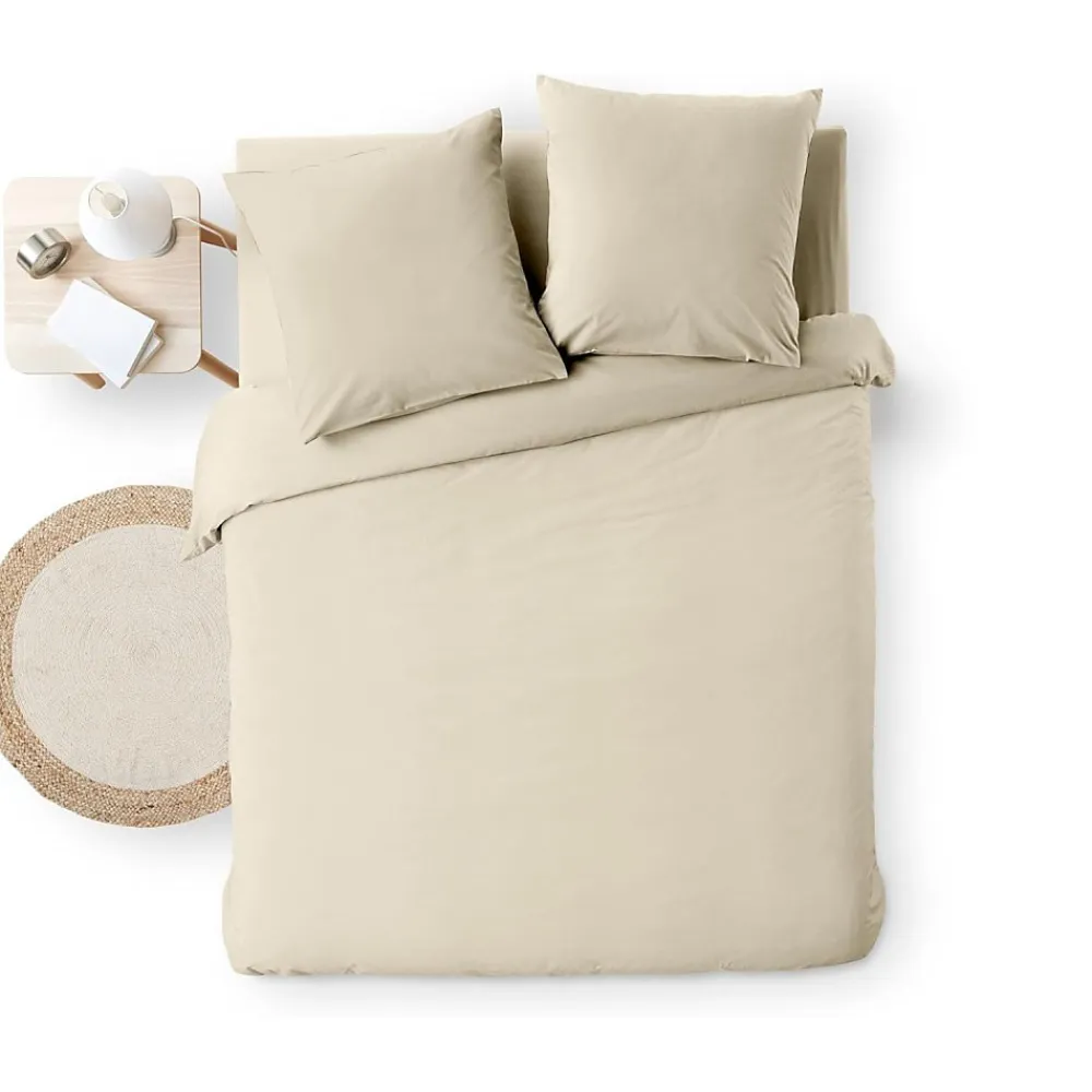 Parure de Lit 3 Pièces 100% Coton Fils Teints Meline beige 240 x 220 cm>Douceur D'Intérieur