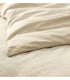 Parure de Lit 3 Pièces 100% Coton Fils Teints Meline beige 240 x 220 cm>Douceur D'Intérieur