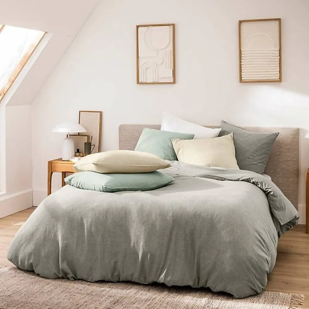 Parure de Lit 3 Pièces 100% Coton Fils Teints Meline beige 240 x 220 cm>Douceur D'Intérieur