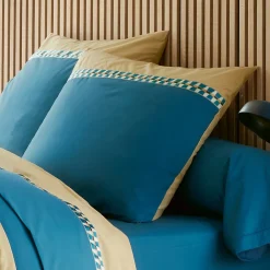 Linnea Parure de lit 3 pièces : housse 260x240 cm et taies 65x65 cm en percale de coton LINOA bleu cobalt* Parure De Lit