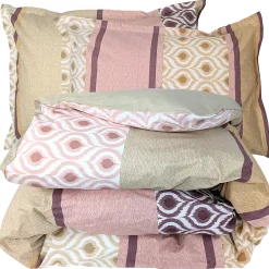 Linnea Parure de lit 3 pièces : housse 240x220 cm et taies 50x70 cm coton INOUK rose/beige* Parure De Lit