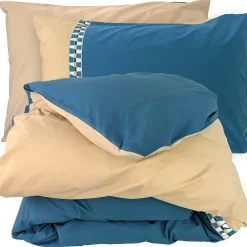 Parure de lit 3 pièces : housse 300x240 cm et taies 50x70 cm en percale de coton LINOA bleu cobalt>Linnea Outlet