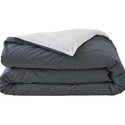 Linnea Parure de lit 2 pièces : housse 140x200 cm et taie 65x65 cm coton BRIXTON à rayures noires* Parure De Lit