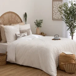 Parure de lit 3 pièces Edie jacquard blanc 260x240cm - Atmosphera><noscript><img width=