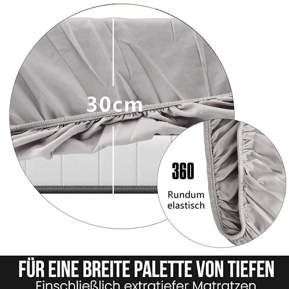 Parure de lit 4 pièces en Polyester, 160 x 200 cm, motif à carreaux esthétique en coton, résistante aux Plis , Gris>ProximaX Clearance