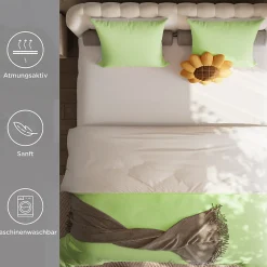 Parure de lit 4 pièces en Polyester, 160 x 200 cm, motif à carreaux esthétique en coton, résistante aux Plis, Vert><noscript><img width=