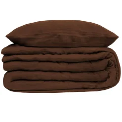 Parure de lit 3 pièces Flora gaze de coton marron 260x240cm - Atmosphera>Atmosphera Créateur D'Intérieur New