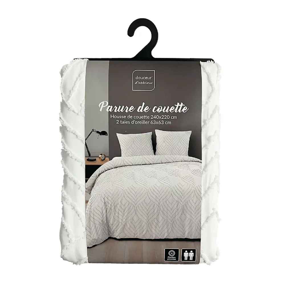 Douceur D'Intérieur Parure de lit 3 pièces tufté (240x220 cm - Blanc)* Parure De Lit
