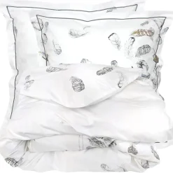 Parure de lit 3 pièces 200x200 cm taies 65x65 cm Percale pur coton PLUMES>Linnea