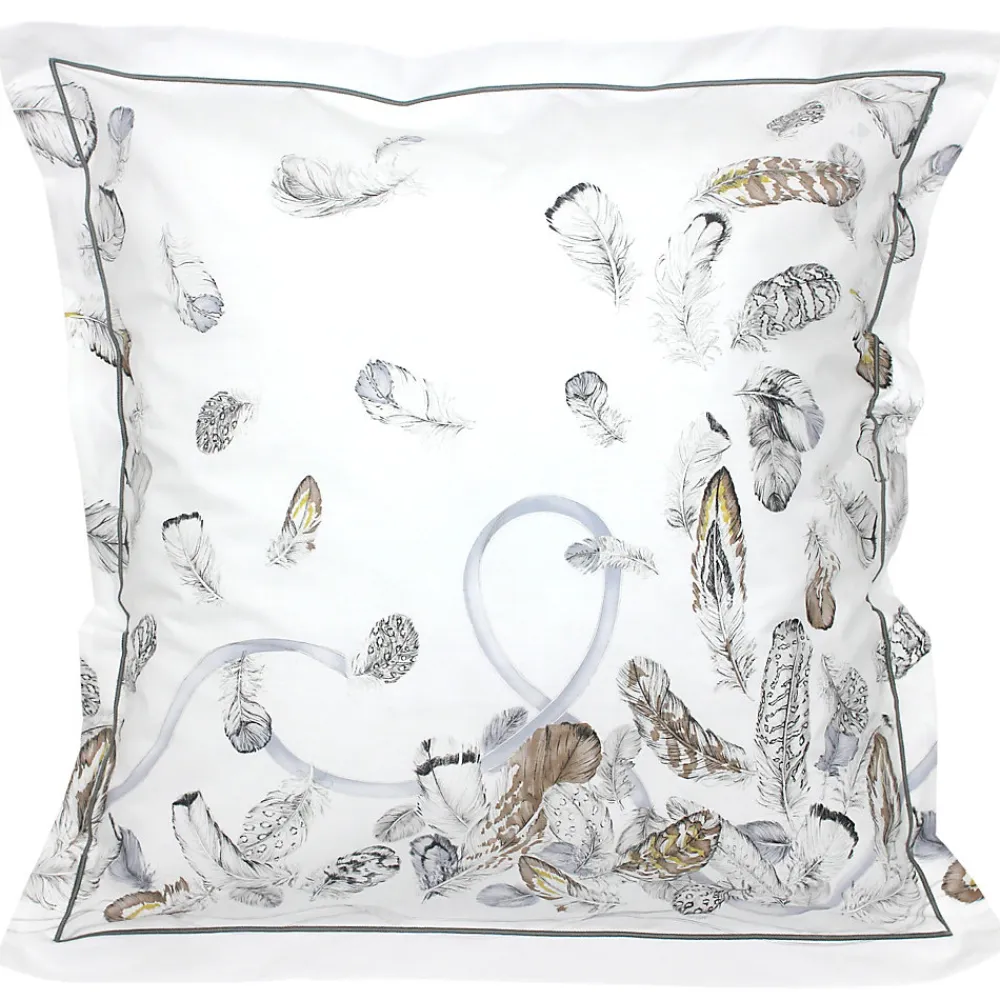 Parure de lit 3 pièces 200x200 cm taies 65x65 cm Percale pur coton PLUMES>Linnea