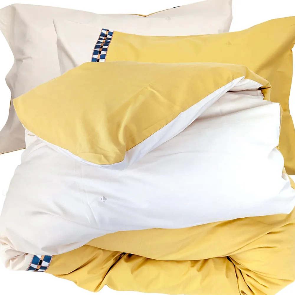 Parure de lit 2 pièces 140x200 cm 50x70 cm percale ROMY Ambre>Linnea Sale