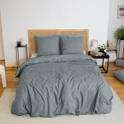 Linnea Parure de lit 3 pièces 240x220 cm SENSATION FLANELLE Ardoise* Parure De Lit