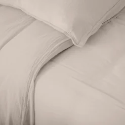 Linnea Parure de lit 3 pièces 260x240 cm et 50x70 cm mousseline de coton MILOS beige naturel* Parure De Lit