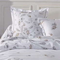 Parure de lit 2 pièces 140x200 cm taie 50x70 cm percale PLUMES><noscript><img width=