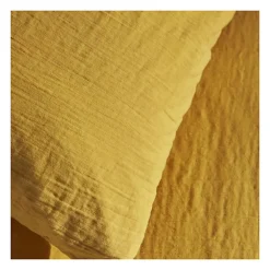 Parure de lit - TODAY - 123668 - 2 personnes - 240x220cm - Gaze de coton unie - Ocre><noscript><img width=
