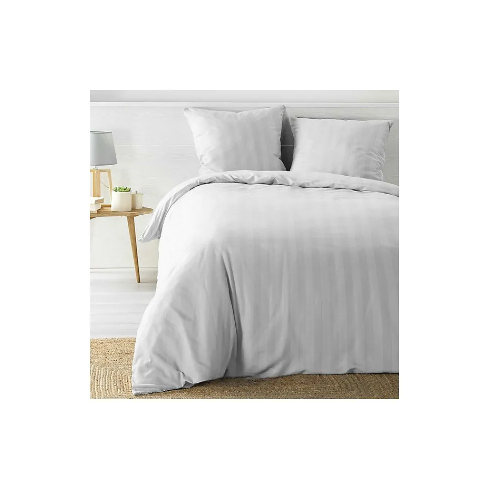 Parure de Lit 240 x 220 cm + 2 Taies Microfibre Unie CLÉO Blanc>Promolinge Best