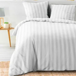 Parure de Lit 240 x 220 cm + 2 Taies Microfibre Unie CLÉO Blanc>Promolinge Best
