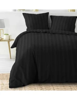 Parure de Lit 240 x 220 cm + 2 Taies Microfibre Unie CLÉO Noir>Promolinge