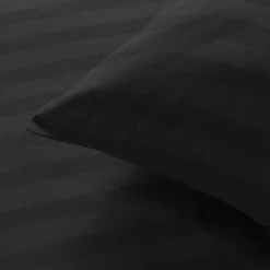 Parure de Lit 240 x 220 cm + 2 Taies Microfibre Unie CLÉO Noir><noscript><img width=