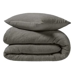 Douceur D'Intérieur Parure de lit 240 x 220 cm + 2 taies Bouclette Unie HELENA Anthracite* Housse De Couette