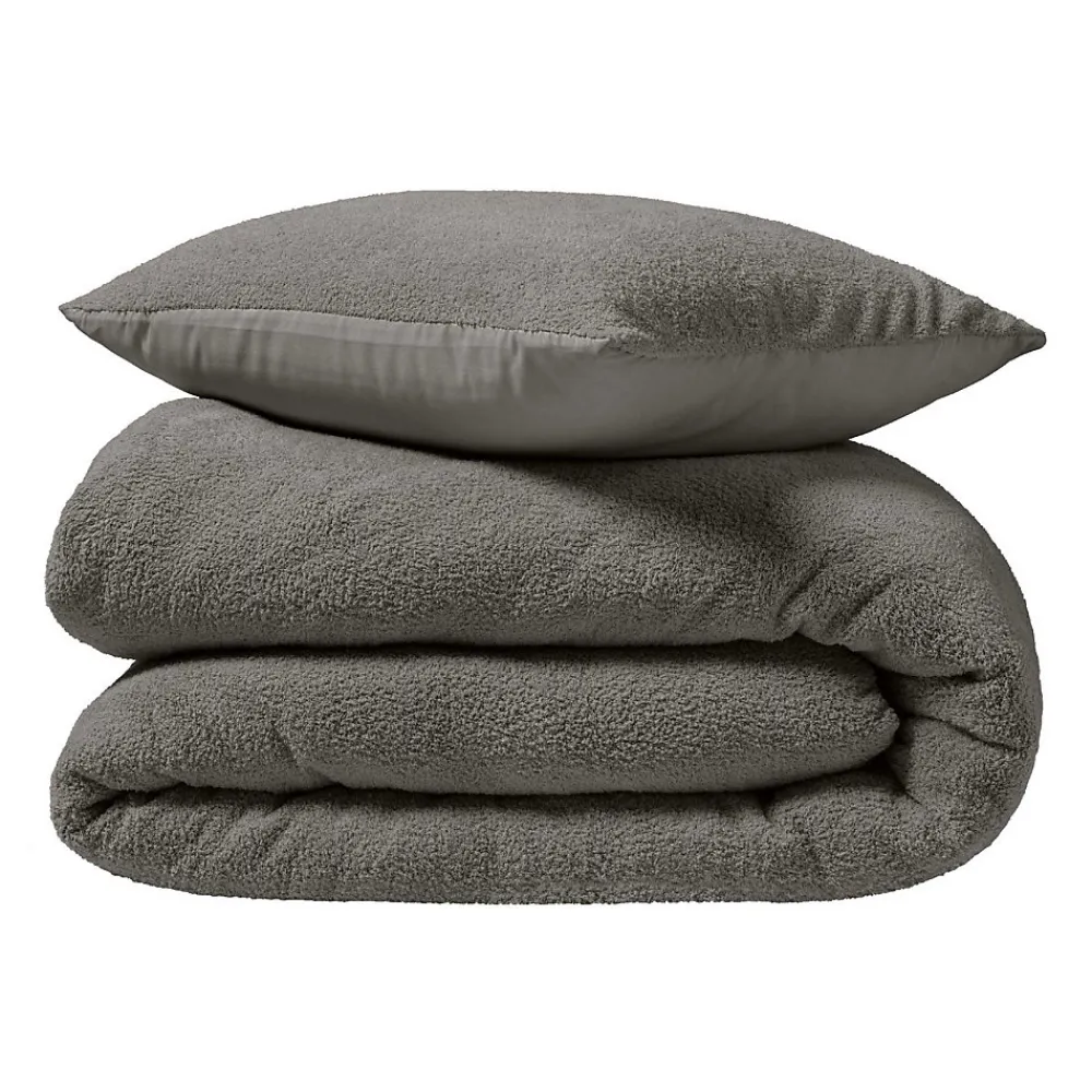 Douceur D'Intérieur Parure de lit 240 x 220 cm + 2 taies Bouclette Unie HELENA Anthracite* Housse De Couette