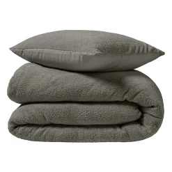 Douceur D'Intérieur Parure de lit 240 x 220 cm + 2 taies Bouclette Unie HELENA Anthracite* Housse De Couette