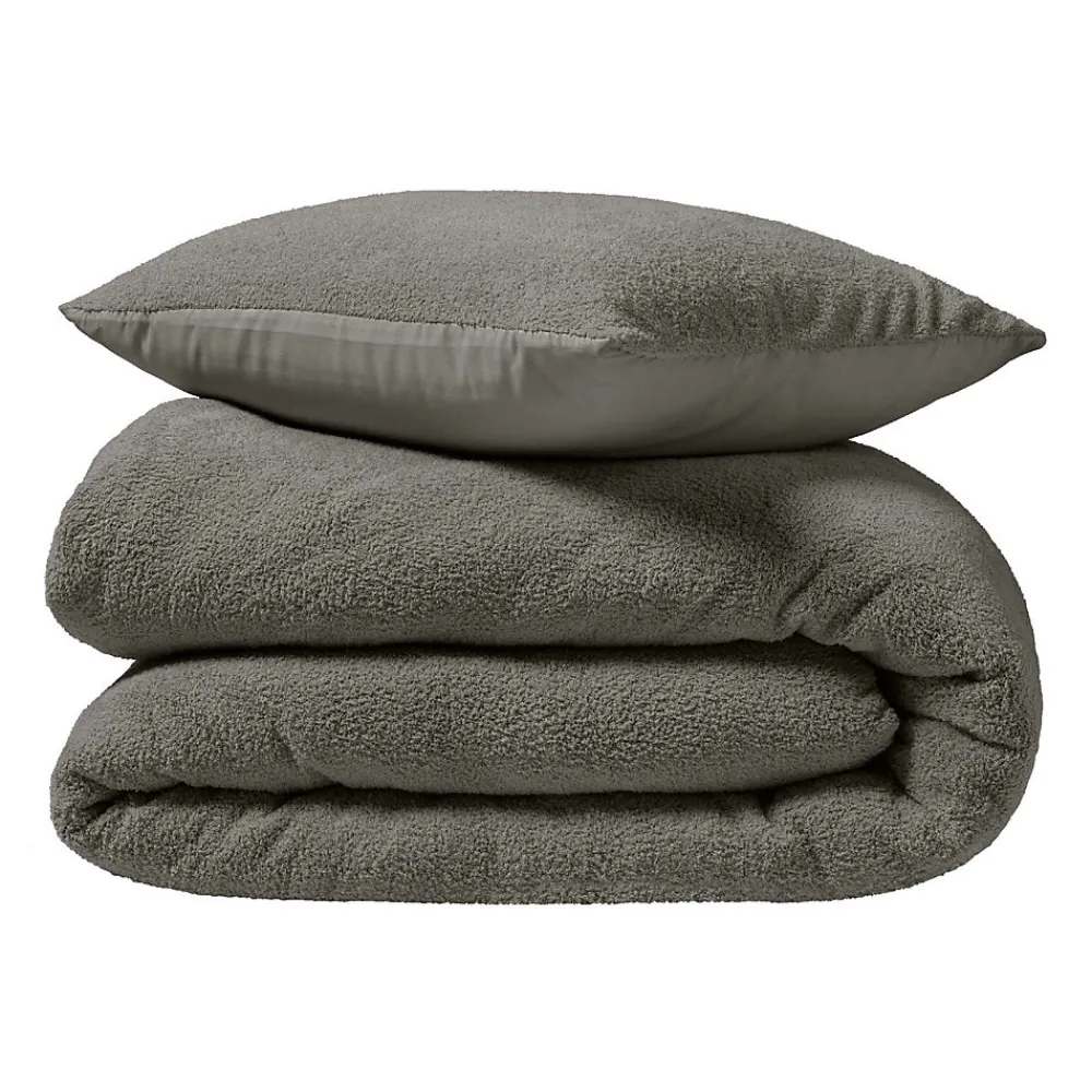 Douceur D'Intérieur Parure de lit 240 x 220 cm + 2 taies Bouclette Unie HELENA Anthracite* Housse De Couette