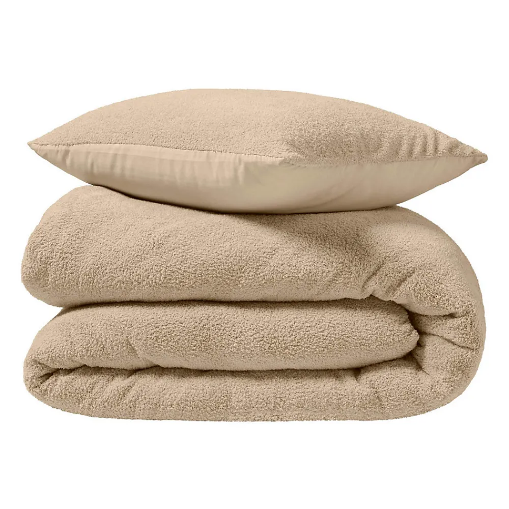 Parure de lit 240 x 220 cm + 2 taies Bouclette Unie HELENA Sable>Douceur D'Intérieur Clearance