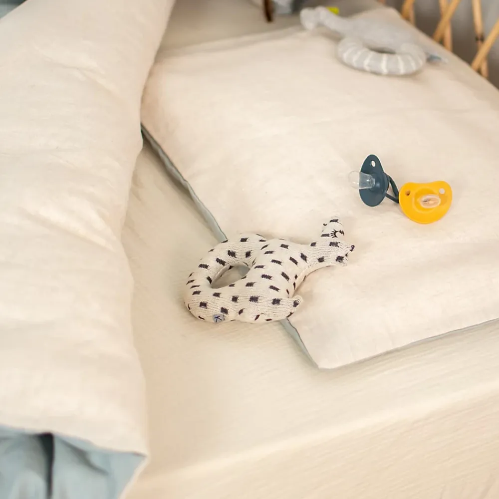 Sevira Kids Parure de lit bébé réversible housse de couette et taie d'oreiller en Lin lavé* Parure De Lit