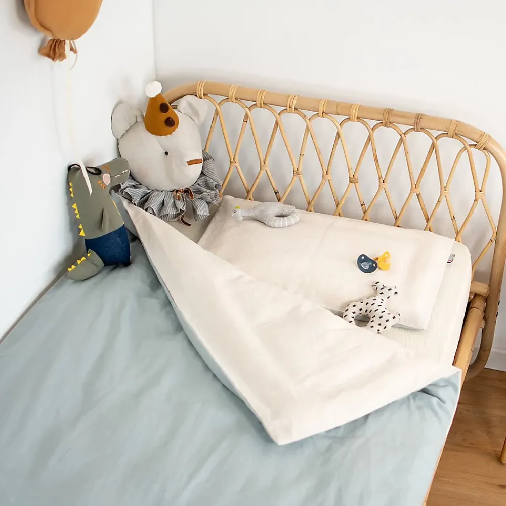 Sevira Kids Parure de lit bébé réversible housse de couette et taie d'oreiller en Lin lavé* Parure De Lit